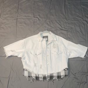 White Denim/ Flannel Cropped-like cover up